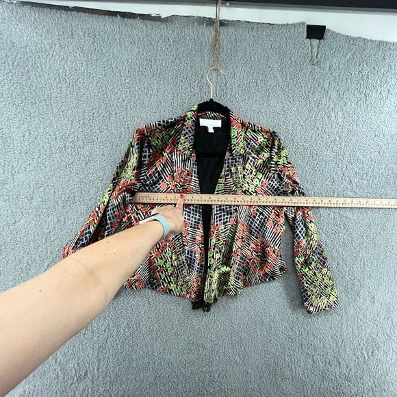 Anthropologie Abstract Floral Velvet Wrap Blazer Size 0 - Picture 6 of 15